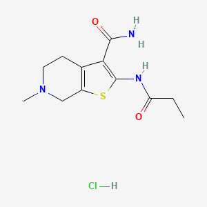 molecular formula C12H18ClN3O2S B2707855 6-Methyl-2-propionamido-4,5,6,7-tetrahydrothieno[2,3-c]pyridine-3-carboxamide hydrochloride CAS No. 1216743-44-0