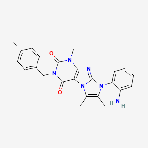 molecular formula C24H24N6O2 B2707868 8-(2-氨基苯基)-1,6,7-三甲基-3-(4-甲基苄基)-1H-咪唑并[2,1-f]嘧啶-2,4(3H,8H)-二酮 CAS No. 938762-62-0