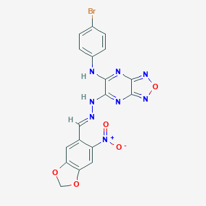 molecular formula C18H11BrN8O5 B270788 N-(4-bromophenyl)-6-{(2E)-2-[(6-nitro-1,3-benzodioxol-5-yl)methylidene]hydrazinyl}[1,2,5]oxadiazolo[3,4-b]pyrazin-5-amine 