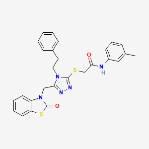 2-((5-((2-oxobenzo[d]thiazol-3(2H)-yl)methyl)-4-phenethyl-4H-1,2,4-triazol-3-yl)thio)-N-(m-tolyl)acetamide