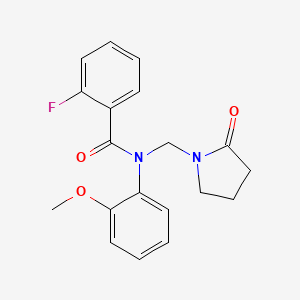 2-fluoro-N-(2-methoxyphenyl)-N-((2-oxopyrrolidin-1-yl)methyl)benzamide