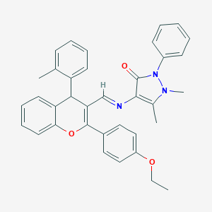 molecular formula C36H33N3O3 B270791 4-({[2-(4-ethoxyphenyl)-4-(2-methylphenyl)-4H-chromen-3-yl]methylene}amino)-1,5-dimethyl-2-phenyl-1,2-dihydro-3H-pyrazol-3-one 