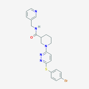 molecular formula C22H22BrN5OS B2707925 1-(6-((4-溴苯基)硫基)吡啶并[3-yl]-N-(吡啶-3-基甲基)哌嗪-3-羧酰胺 CAS No. 1251619-05-2