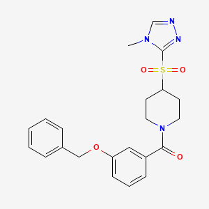 molecular formula C22H24N4O4S B2707930 (3-(benzyloxy)phenyl)(4-((4-methyl-4H-1,2,4-triazol-3-yl)sulfonyl)piperidin-1-yl)methanone CAS No. 1448031-20-6