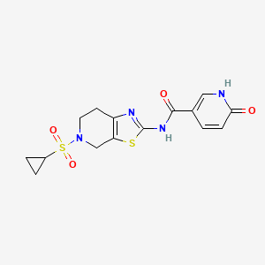 molecular formula C15H16N4O4S2 B2707934 N-(5-(cyclopropylsulfonyl)-4,5,6,7-tetrahydrothiazolo[5,4-c]pyridin-2-yl)-6-oxo-1,6-dihydropyridine-3-carboxamide CAS No. 1421524-61-9
