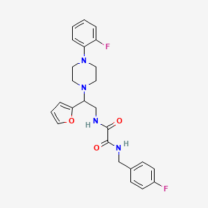 molecular formula C25H26F2N4O3 B2707939 N1-(4-fluorobenzyl)-N2-(2-(4-(2-fluorophenyl)piperazin-1-yl)-2-(furan-2-yl)ethyl)oxalamide CAS No. 877632-95-6
