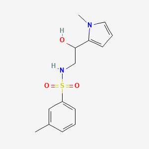 molecular formula C14H18N2O3S B2707951 N-(2-hydroxy-2-(1-methyl-1H-pyrrol-2-yl)ethyl)-3-methylbenzenesulfonamide CAS No. 1396801-14-1