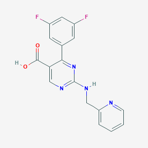 molecular formula C17H12F2N4O2 B2707956 4-(3,5-Difluorophenyl)-2-[(2-pyridylmethyl)amino]-5-pyrimidinecarboxylic acid CAS No. 1775304-47-6