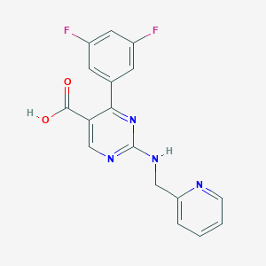 4-(3,5-Difluorophenyl)-2-{[(pyridin-2-yl)methyl]amino}pyrimidine-5-carboxylic acid