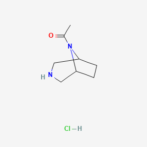molecular formula C8H15ClN2O B2707960 1-(3,8-Diazabicyclo[3.2.1]octan-8-yl)ethanone;hydrochloride CAS No. 2408972-35-8