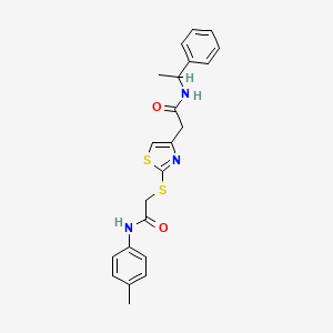 molecular formula C22H23N3O2S2 B2707975 2-((4-(2-氧代-2-((1-苯乙基)氨基)乙基)噻唑-2-基)硫)-N-(对甲苯基)乙酰胺 CAS No. 942001-53-8