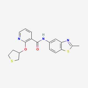 molecular formula C18H17N3O2S2 B2707976 N-(2-methylbenzo[d]thiazol-5-yl)-2-((tetrahydrothiophen-3-yl)oxy)nicotinamide CAS No. 2034470-73-8