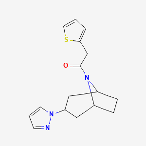 molecular formula C16H19N3OS B2707978 1-((1R,5S)-3-(1H-pyrazol-1-yl)-8-azabicyclo[3.2.1]octan-8-yl)-2-(thiophen-2-yl)ethan-1-one CAS No. 2310123-45-4