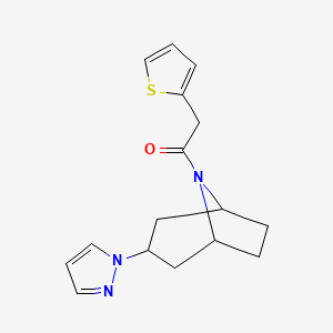 molecular formula C16H19N3OS B2707978 1-((1R,5S)-3-(1H-吡唑-1-基)-8-氮杂双环[3.2.1]辛烷-8-基)-2-(噻吩-2-基)乙酮 CAS No. 2310123-45-4