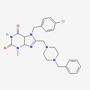 8-[(4-benzylpiperazin-1-yl)methyl]-7-[(4-chlorophenyl)methyl]-3-methyl-2,3,6,7-tetrahydro-1H-purine-2,6-dione