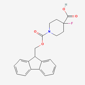 molecular formula C21H20FNO4 B2707994 1-{[(9H-fluoren-9-yl)methoxy]carbonyl}-4-fluoropiperidine-4-carboxylic acid CAS No. 1935998-33-6