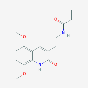 molecular formula C16H20N2O4 B2707997 N-(2-(5,8-dimethoxy-2-oxo-1,2-dihydroquinolin-3-yl)ethyl)propionamide CAS No. 851404-15-4