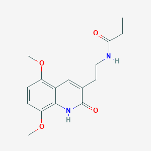 molecular formula C16H20N2O4 B2707997 N-(2-(5,8-二甲氧基-2-氧代-1,2-二氢喹啉-3-基)乙基)丙酰胺 CAS No. 851404-15-4