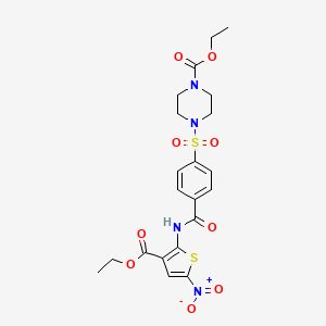 Ethyl 4-((4-((3-(ethoxycarbonyl)-5-nitrothiophen-2-yl)carbamoyl)phenyl)sulfonyl)piperazine-1-carboxylate