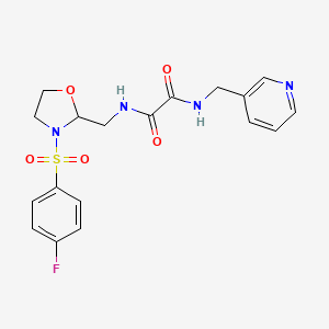 molecular formula C18H19FN4O5S B2708006 N1-((3-((4-fluorophenyl)sulfonyl)oxazolidin-2-yl)methyl)-N2-(pyridin-3-ylmethyl)oxalamide CAS No. 868981-89-9