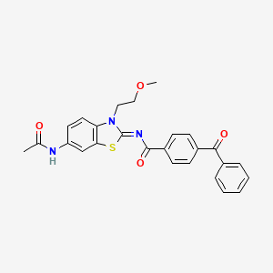 molecular formula C26H23N3O4S B2708007 N-[6-acetamido-3-(2-methoxyethyl)-1,3-benzothiazol-2-ylidene]-4-benzoylbenzamide CAS No. 865160-95-8