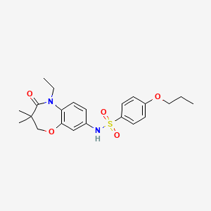 molecular formula C22H28N2O5S B2708021 N-(5-乙基-3,3-二甲基-4-氧代-2,3,4,5-四氢苯并[b][1,4]噁唑-8-基)-4-丙氧基苯磺酰胺 CAS No. 921990-94-5