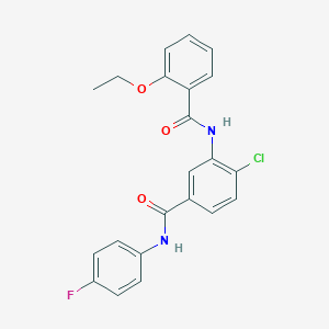 molecular formula C22H18ClFN2O3 B270803 4-chloro-3-[(2-ethoxybenzoyl)amino]-N-(4-fluorophenyl)benzamide 