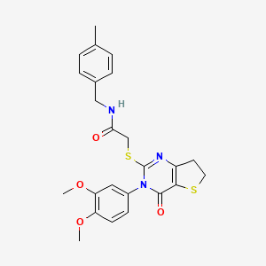 molecular formula C24H25N3O4S2 B2708036 2-((3-(3,4-dimethoxyphenyl)-4-oxo-3,4,6,7-tetrahydrothieno[3,2-d]pyrimidin-2-yl)thio)-N-(4-methylbenzyl)acetamide CAS No. 877656-10-5