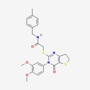 molecular formula C24H25N3O4S2 B2708036 2-((3-(3,4-二甲氧基苯基)-4-氧代-3,4,6,7-四氢噻吩[3,2-d]嘧啶-2-基)硫)-N-(4-甲基苯基甲基)乙酰胺 CAS No. 877656-10-5