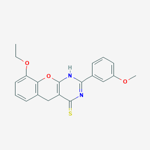 molecular formula C20H18N2O3S B2708039 9-ethoxy-2-(3-methoxyphenyl)-3H-chromeno[2,3-d]pyrimidine-4(5H)-thione CAS No. 866726-99-0