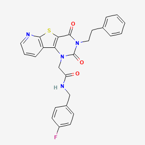 molecular formula C26H21FN4O3S B2708040 2-(2,4-dioxo-3-phenethyl-3,4-dihydropyrido[3',2':4,5]thieno[3,2-d]pyrimidin-1(2H)-yl)-N-(4-fluorobenzyl)acetamide CAS No. 1206994-43-5