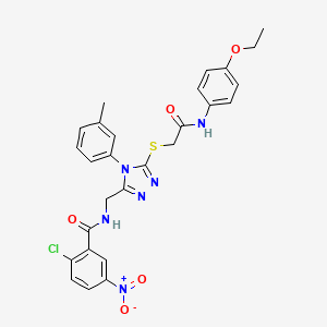 molecular formula C27H25ClN6O5S B2708054 2-氯-N-((5-((2-((4-乙氧苯基)氨基)-2-氧代乙基)硫基)-4-(间甲苯基)-4H-1,2,4-三唑-3-基)甲基)-5-硝基苯甲酰胺 CAS No. 391939-10-9