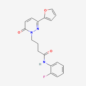 molecular formula C18H16FN3O3 B2708062 N-(2-fluorophenyl)-4-(3-(furan-2-yl)-6-oxopyridazin-1(6H)-yl)butanamide CAS No. 1021105-86-1