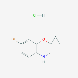 molecular formula C10H11BrClNO B2708102 7-溴螺[3,4-二氢-1,4-苯并噁嗪-2,1'-环丙烷];盐酸盐 CAS No. 2247102-81-2