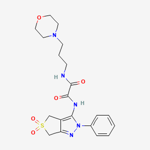 molecular formula C20H25N5O5S B2708113 N1-(5,5-二氧代-2-苯基-4,6-二氢-2H-噻吩[3,4-c]吡唑-3-基)-N2-(3-吗啉基丙基)草酰胺 CAS No. 899733-08-5