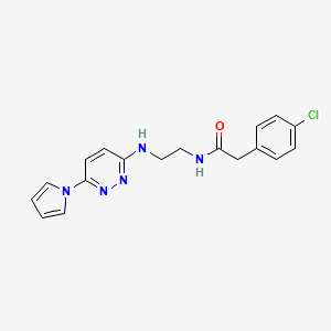 molecular formula C18H18ClN5O B2708121 N-(2-((6-(1H-吡咯-1-基)吡啶-3-基)氨基)乙基)-2-(4-氯苯基)乙酰胺 CAS No. 1428348-84-8