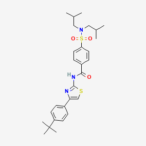 molecular formula C28H37N3O3S2 B2708123 4-[双(2-甲基丙基)磺酰基]-N-[4-(4-叔丁基苯基)-1,3-噻唑-2-基]苯甲酰胺 CAS No. 476320-50-0