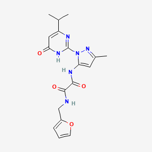 molecular formula C18H20N6O4 B2708127 N1-(furan-2-ylmethyl)-N2-(1-(4-isopropyl-6-oxo-1,6-dihydropyrimidin-2-yl)-3-methyl-1H-pyrazol-5-yl)oxalamide CAS No. 1013984-68-3