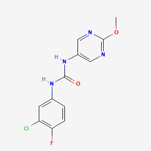 molecular formula C12H10ClFN4O2 B2708135 1-(3-Chloro-4-fluorophenyl)-3-(2-methoxypyrimidin-5-yl)urea CAS No. 1396857-90-1