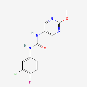 molecular formula C12H10ClFN4O2 B2708135 1-(3-氯-4-氟苯基)-3-(2-甲氧基嘧啶-5-基)脲 CAS No. 1396857-90-1