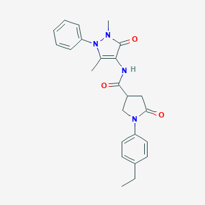 molecular formula C24H26N4O3 B270814 N-(2,5-dimethyl-3-oxo-1-phenyl-2,3-dihydro-1H-pyrazol-4-yl)-1-(4-ethylphenyl)-5-oxopyrrolidine-3-carboxamide 
