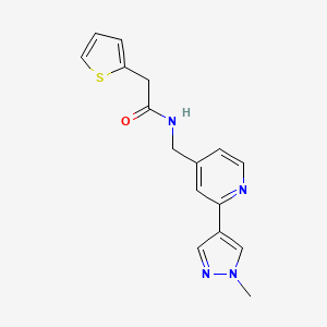 molecular formula C16H16N4OS B2708142 N-((2-(1-methyl-1H-pyrazol-4-yl)pyridin-4-yl)methyl)-2-(thiophen-2-yl)acetamide CAS No. 2034521-36-1