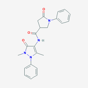 molecular formula C22H22N4O3 B270815 N-(2,5-dimethyl-3-oxo-1-phenyl-2,3-dihydro-1H-pyrazol-4-yl)-5-oxo-1-phenylpyrrolidine-3-carboxamide 