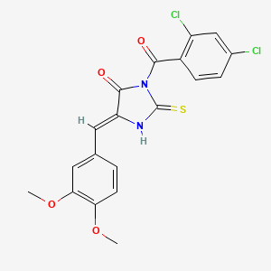 molecular formula C19H14Cl2N2O4S B2708152 3-(2,4-Dichlorobenzoyl)-5-[(3,4-dimethoxyphenyl)methylidene]-2-sulfanylideneimidazolidin-4-one CAS No. 732287-95-5