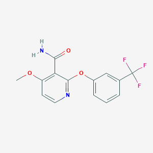 molecular formula C14H11F3N2O3 B2708156 4-Methoxy-2-[3-(trifluoromethyl)phenoxy]pyridine-3-carboxamide CAS No. 338956-45-9