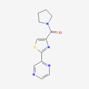 molecular formula C12H12N4OS B2708162 (2-(Pyrazin-2-yl)thiazol-4-yl)(pyrrolidin-1-yl)methanone CAS No. 1235649-23-6