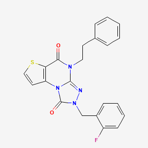 molecular formula C22H17FN4O2S B2708164 2-(2-fluorobenzyl)-4-phenethylthieno[2,3-e][1,2,4]triazolo[4,3-a]pyrimidine-1,5(2H,4H)-dione CAS No. 1359325-47-5