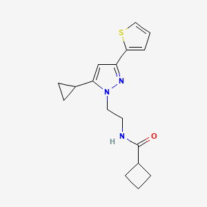molecular formula C17H21N3OS B2708171 N-(2-(5-环丙基-3-(噻吩-2-基)-1H-吡唑-1-基)乙基)环丁基甲酰胺 CAS No. 1797816-48-8
