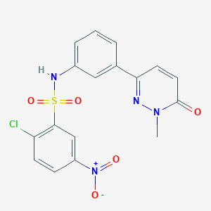 molecular formula C17H13ClN4O5S B2708183 2-氯-N-(3-(1-甲基-6-氧代-1,6-二氢吡啶-3-基)苯基)-5-硝基苯磺酰胺 CAS No. 941888-36-4