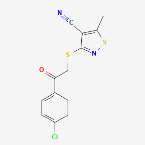 B2708185 3-{[2-(4-Chlorophenyl)-2-oxoethyl]sulfanyl}-5-methyl-4-isothiazolecarbonitrile CAS No. 343375-34-8